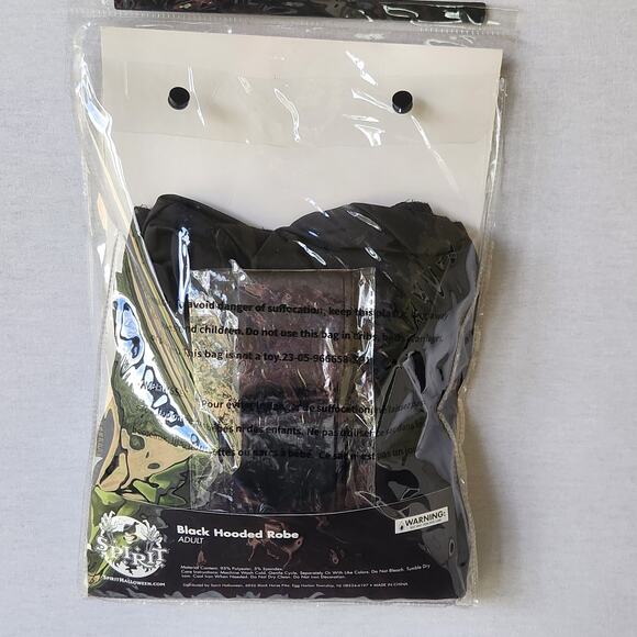 Spirit Halloween Black Hooded Robe Adult Size Large XL Dress Up Witch Dark Angel - Picture 6 of 6